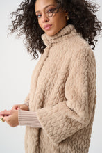 Textured Faux Fur Mock Neck Coat