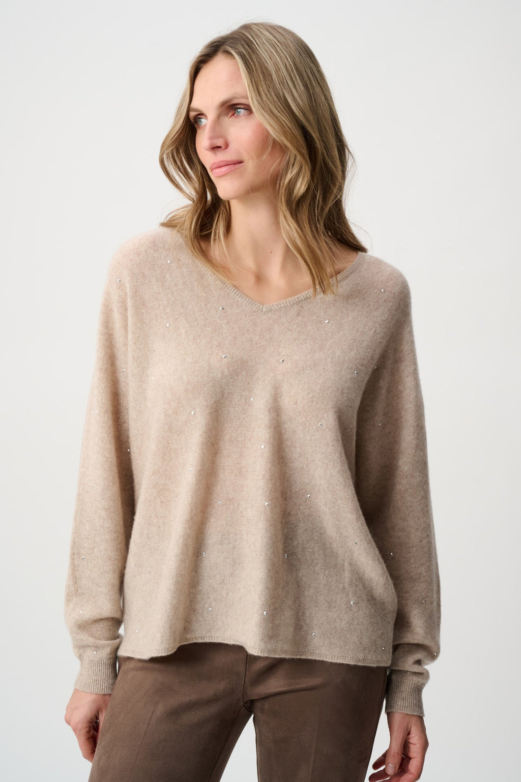 Cashmere Rhinestone Boxy Sweater