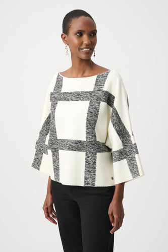 Plaid Boat Neck Sweater