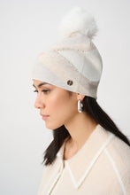 Pompom Rhinestone Argyle Double Layer Knit Hat