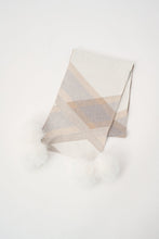 Pompom Rhinestone Argyle Knit Scarf