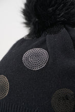 Pompom Sequin Double Layer Knit Hat