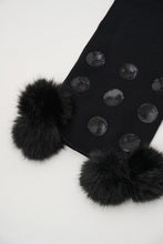 Pompom Sequin Knit Scarf