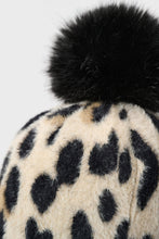 Pompom Animal Print Knit Hat
