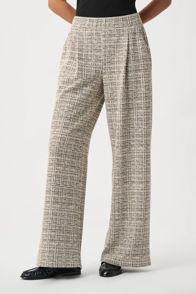 Plaid Boucle Wide Leg Pant