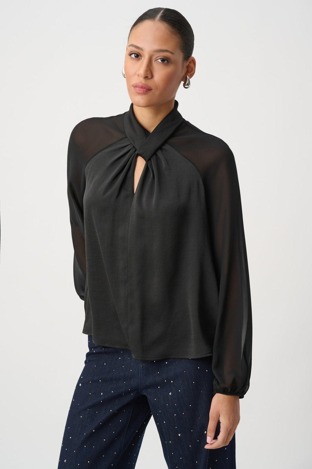 Satin Chiffon Sleeve Top