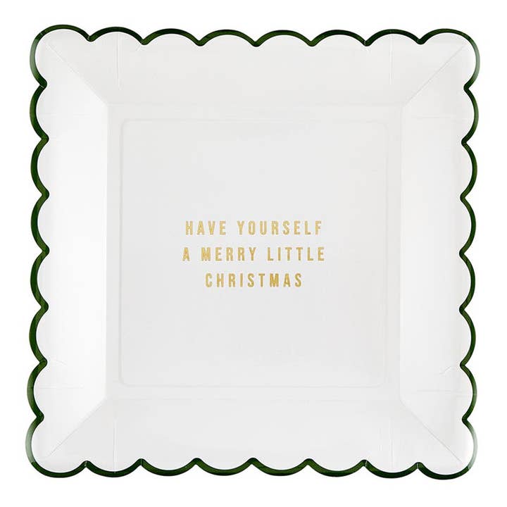 Merry Little Christmas Scalloped Paper Plates