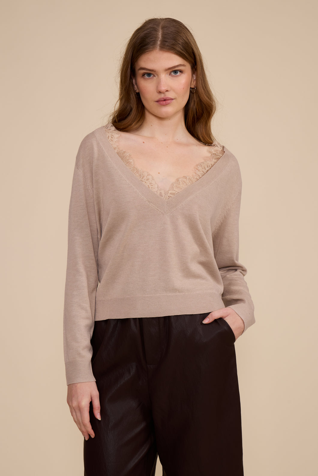 Marty Lace Trim Knit Top