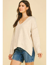 V Neck Exposed Seam Sweater