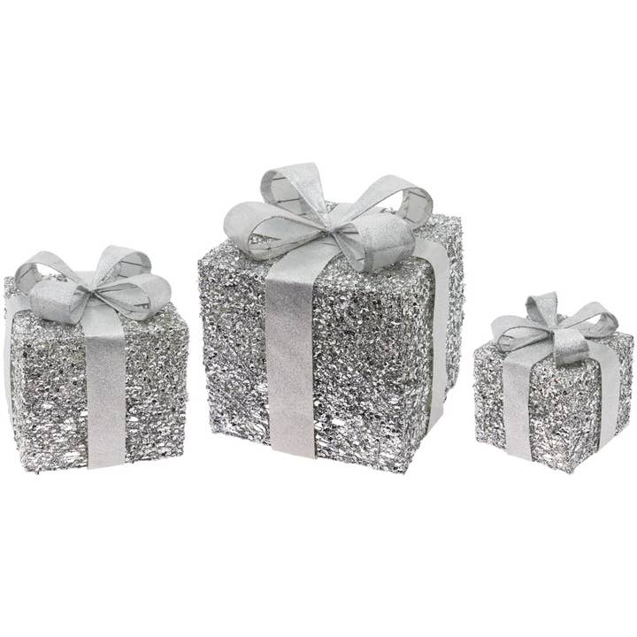 Silver Glitter Present-Small