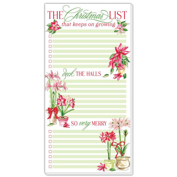 The Christmas List Poinsettias Red and Green Long Pad