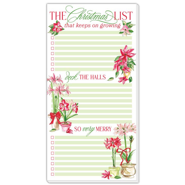 The Christmas List Poinsettias Red and Green Long Pad