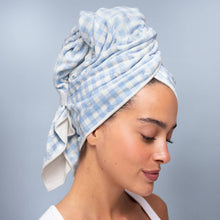 Gingham Blue XL Hair Towel Wrap