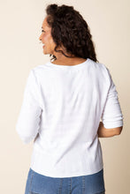 Shadow Stripe Elbow Sleeve Top