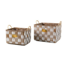 Mocha Textured Check Basket-Small