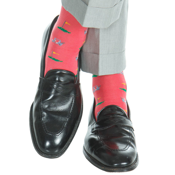 Coral Ash Green Golf Cart Mid Calf Sock