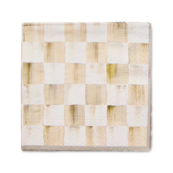 Mocha Check Cocktail Napkins