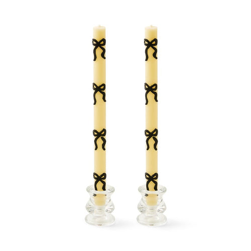 Black Bow Dinner Candles, Set of 2
