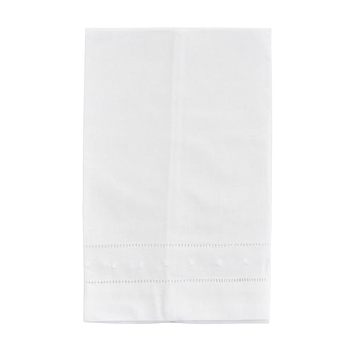 Swiss Dot Hemstitched Linen Blend Guest Towel