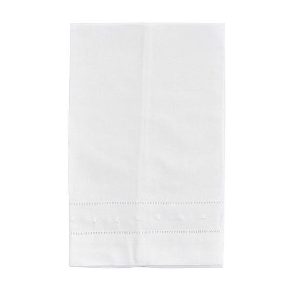 Swiss Dot Hemstitched Linen Blend Guest Towel