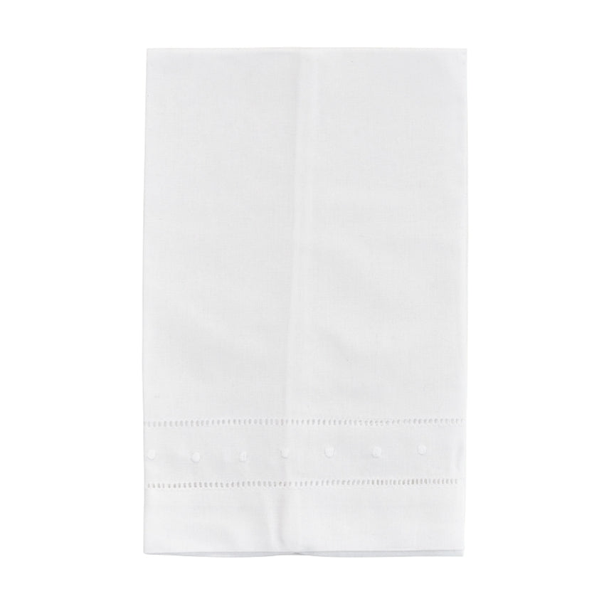 Swiss Dot Hemstitched Linen Blend Guest Towel
