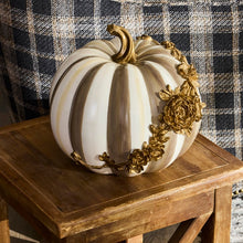 Mocha Stripe Floral Garland Pumpkin