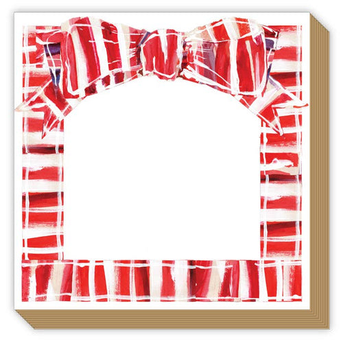 Red and White Striped Bow Luxe Notepad