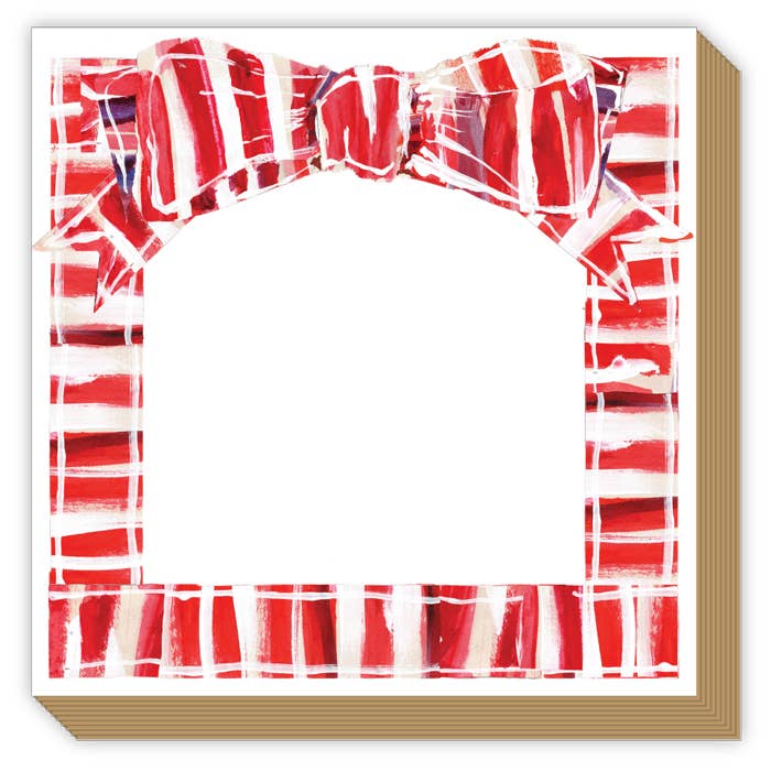 Red and White Striped Bow Luxe Notepad