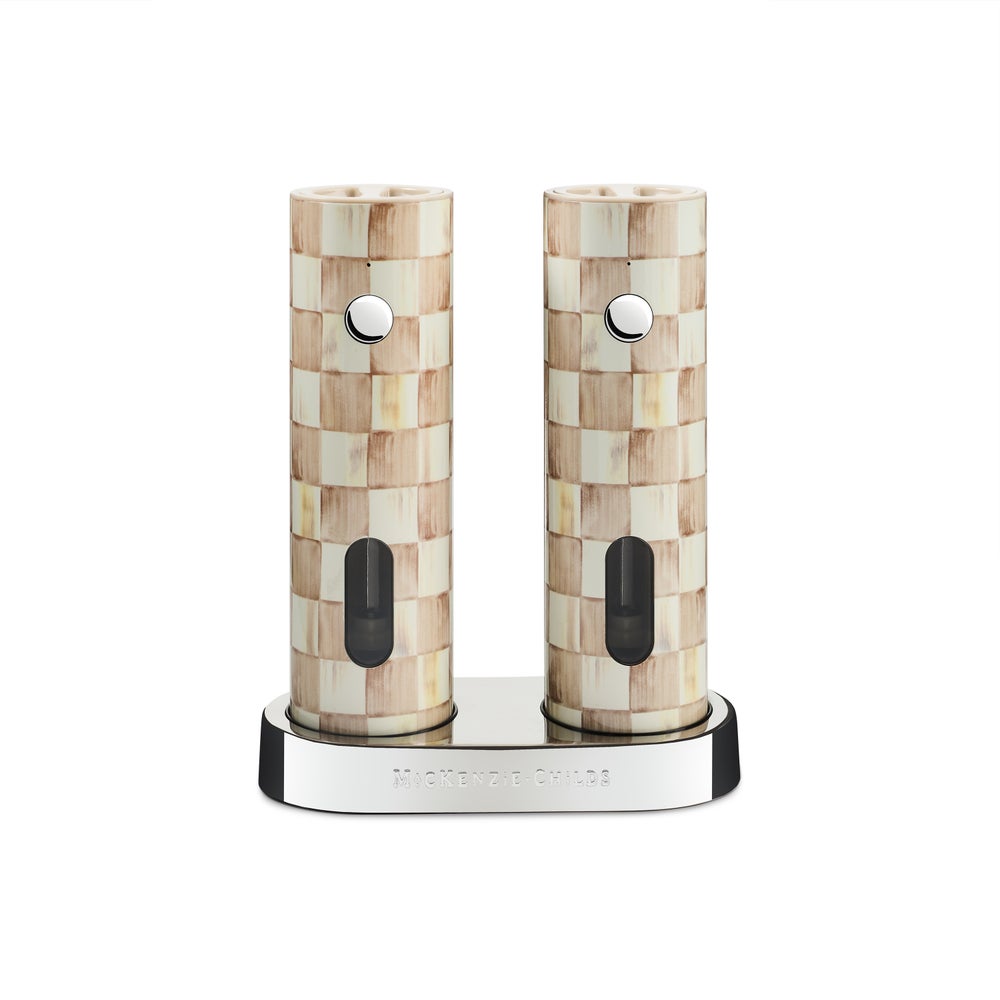 Mocha Check Electric Salt and Pepper Grinder