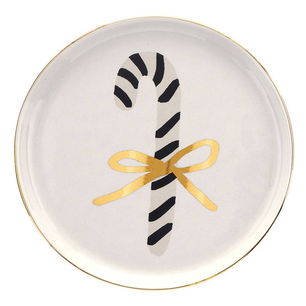 Candy Cane Ceramic Appetizer Plate