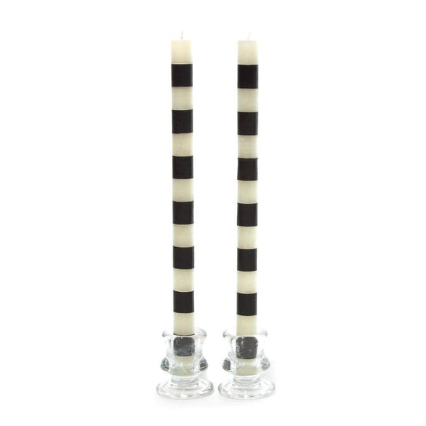Bands Black Dinner Candles, Set of 2