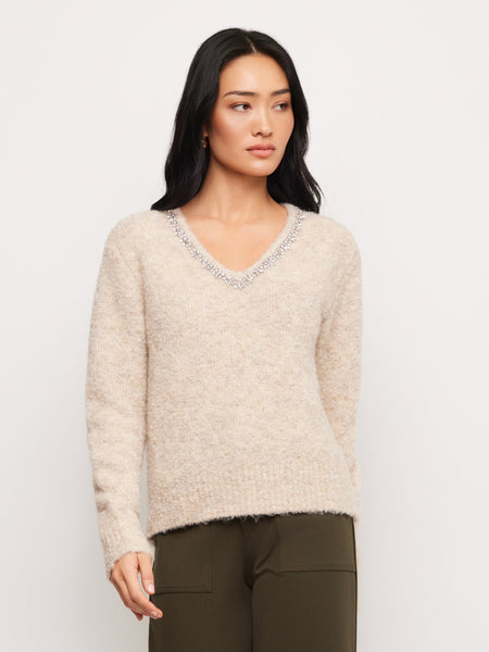 Ash Embellished V Neck Sweater