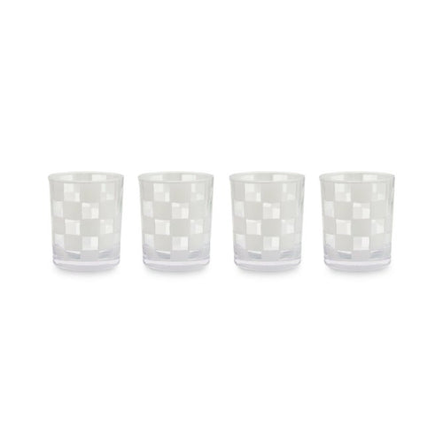 White Check Acrylic Tumbler, Set of 4