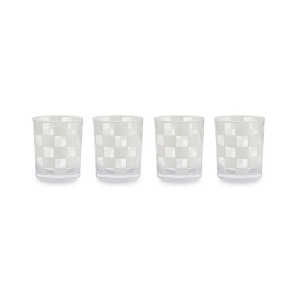 White Check Acrylic Tumbler, Set of 4