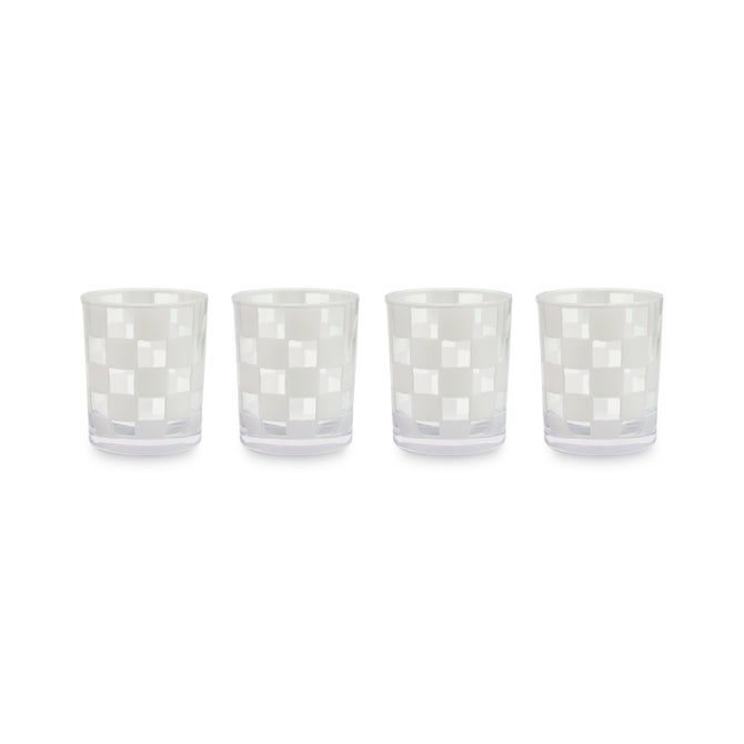 White Check Acrylic Tumbler, Set of 4