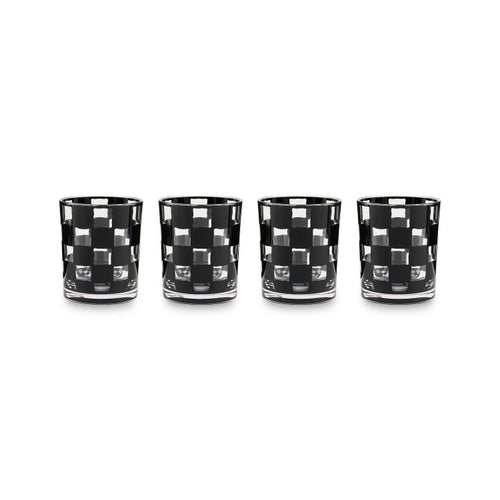 Black Check Acrylic Tumbler, Set of 4