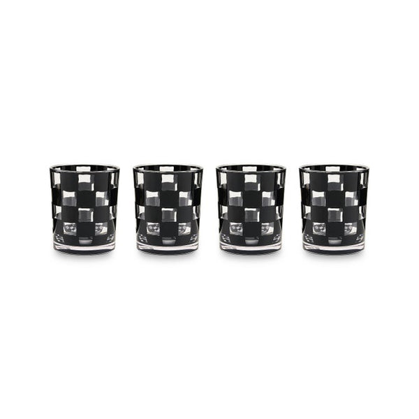Black Check Acrylic Tumbler, Set of 4
