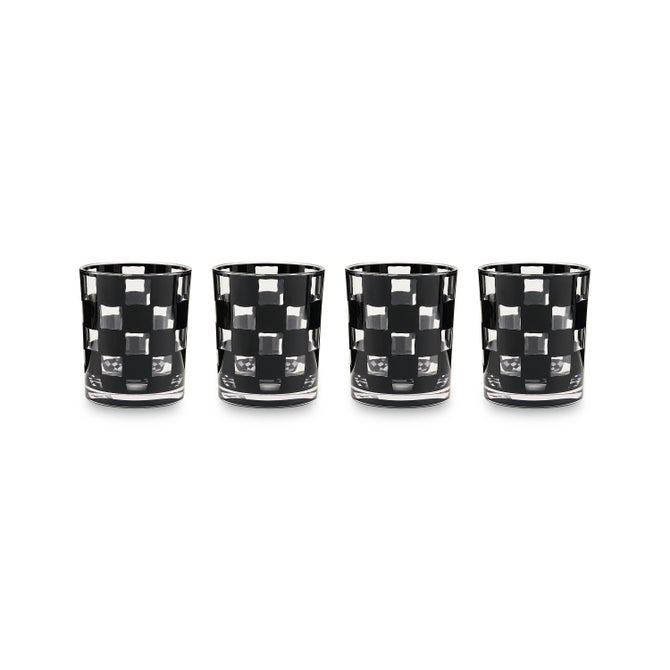 Black Check Acrylic Tumbler, Set of 4