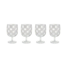 White Check Acrylic Water Goblet, Set of 4
