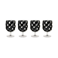 Black Check Acrylic Water Goblet, Set of 4