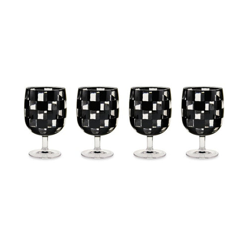 Black Check Acrylic Water Goblet, Set of 4