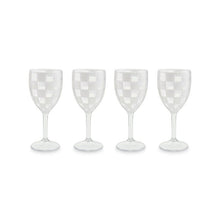 White Check Acrylic Wine Goblet, Set of 4