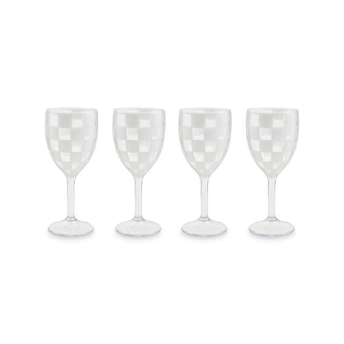 White Check Acrylic Wine Goblet, Set of 4