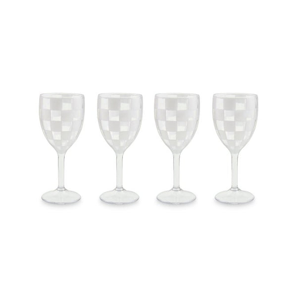 White Check Acrylic Wine Goblet, Set of 4