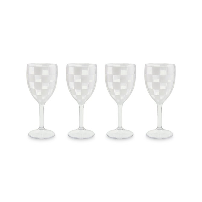 White Check Acrylic Wine Goblet, Set of 4