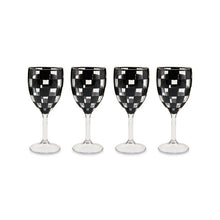 Black Check Acrylic Wine Goblet, Set of 4