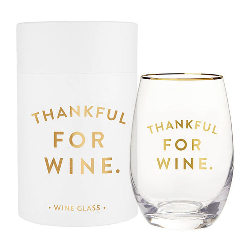 Thankful For Wine Stemless Wine Glass