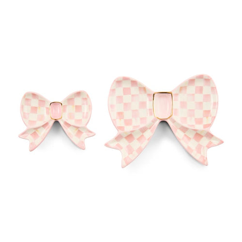 Rosy Check Bow Trinket Dish-Set of 2