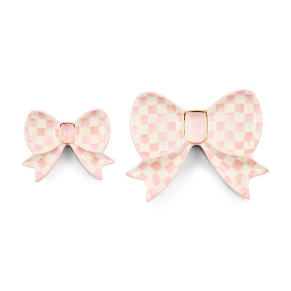 Rosy Check Bow Trinket Dish-Set of 2