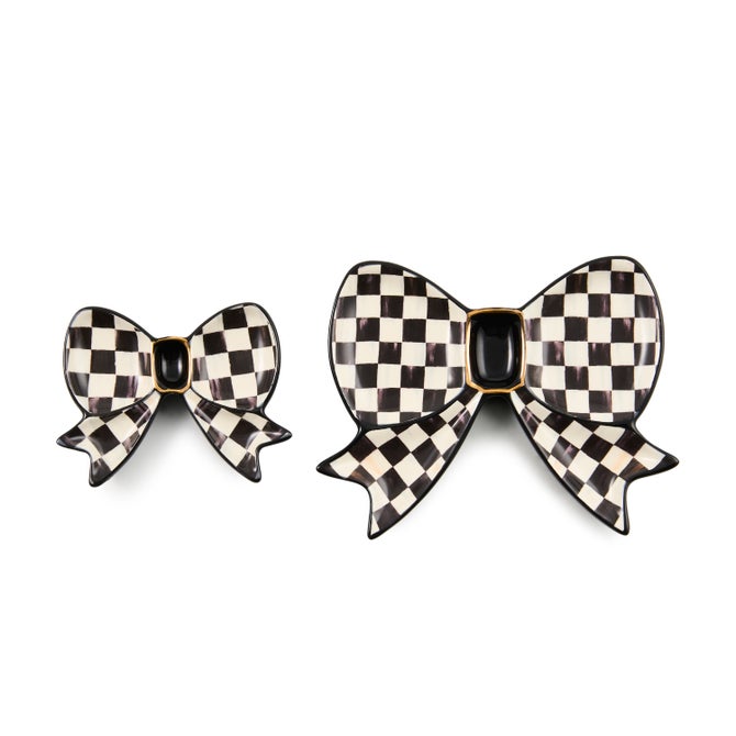 Courtly Check Bow Trinket Dish-Set of 2